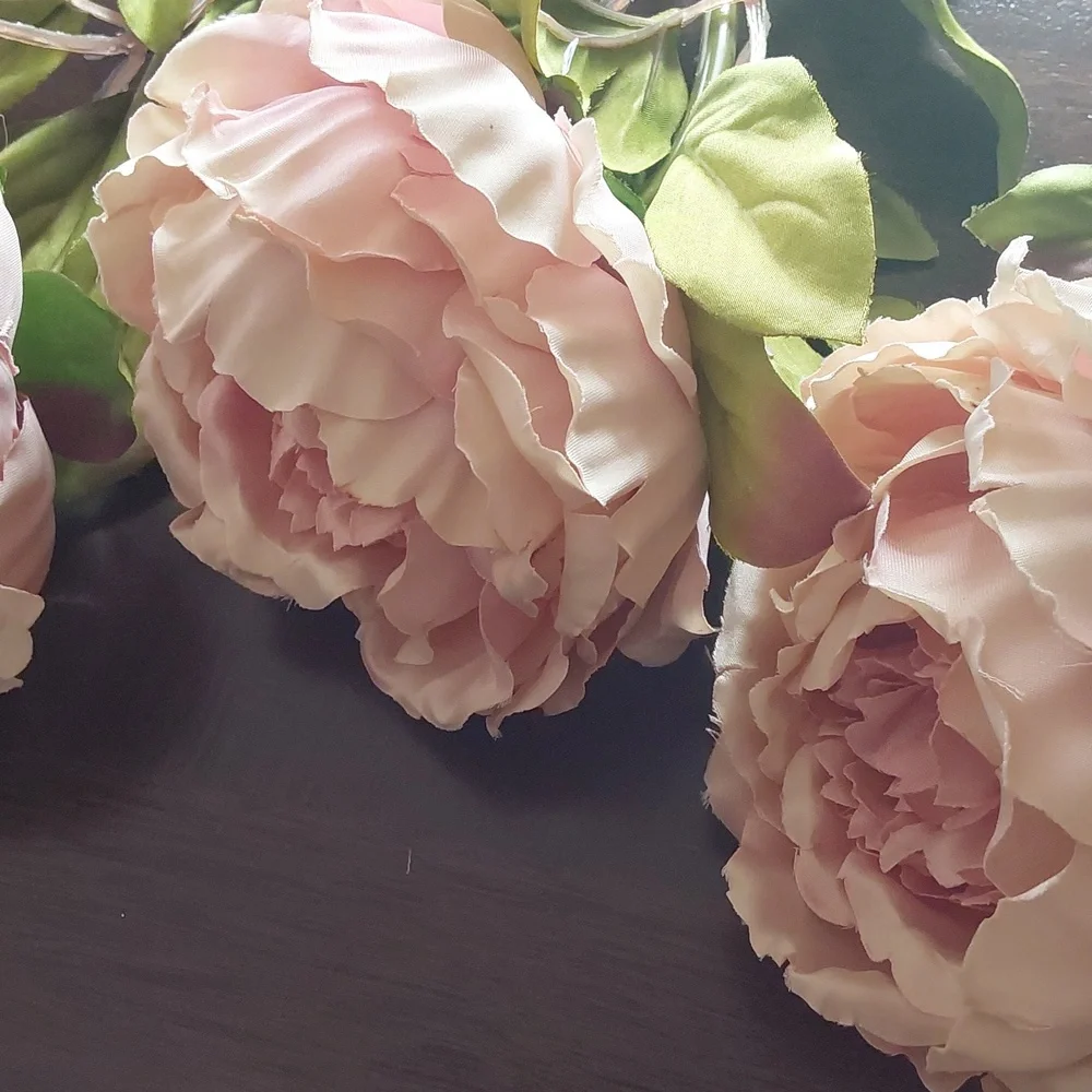 Elegant Large Mauve Cabbage Rose Artificial Silk Flowers X5